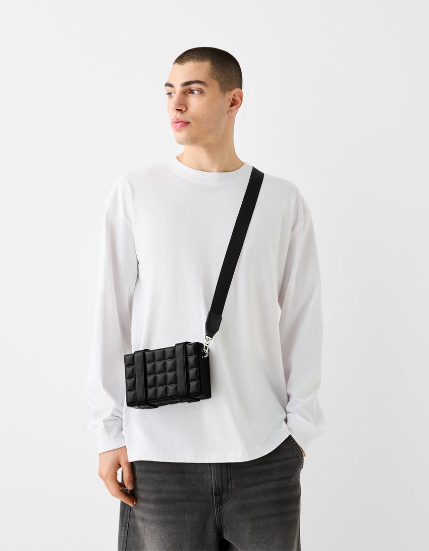 Minaudière rigide à bandoulière-Noir-1