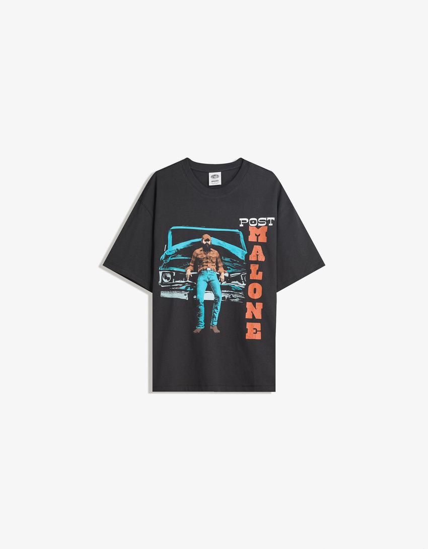 Post Malone print short-sleeve T-shirt-Black-2