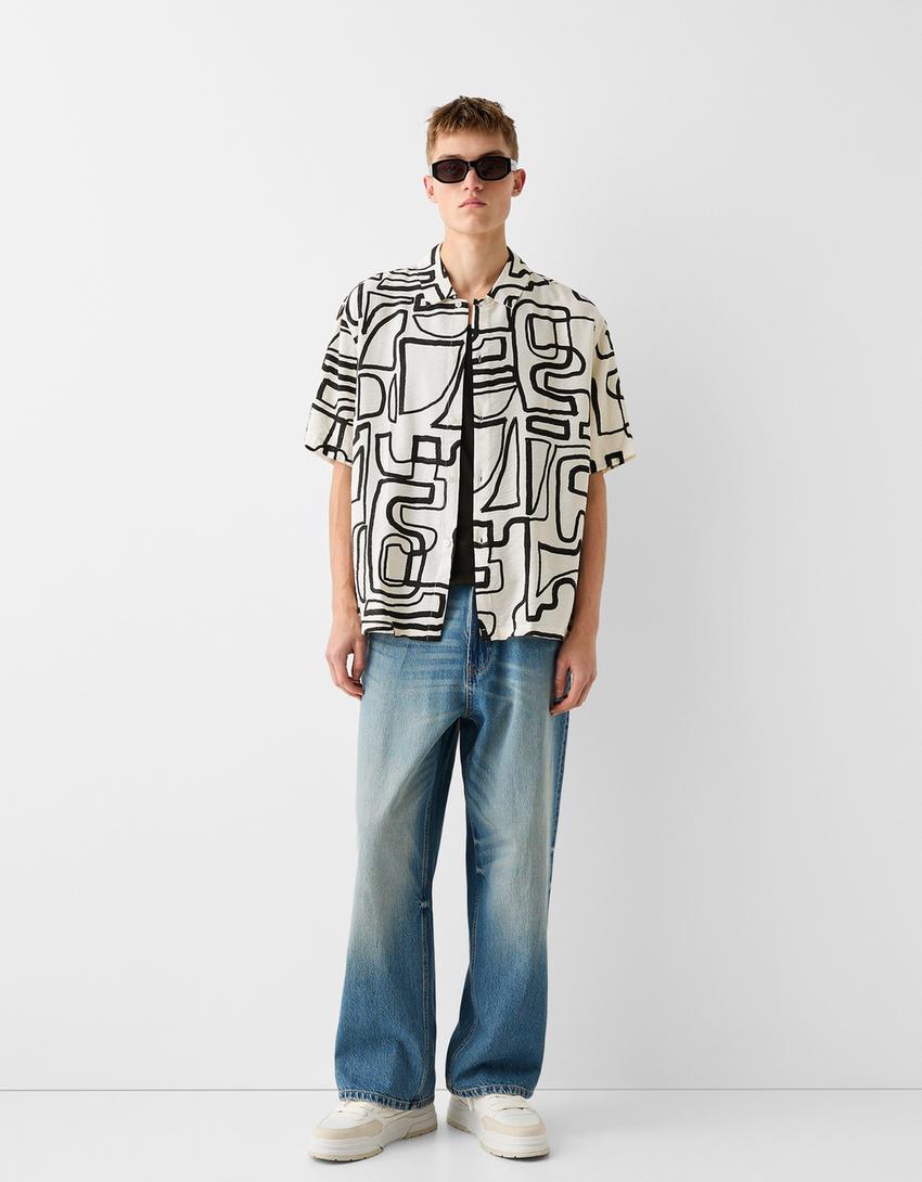 Camisa manga corta print-Crudo-3
