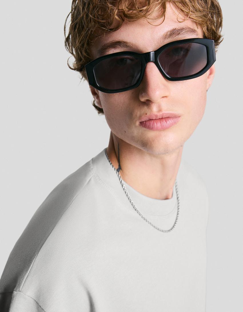 Sweatstof T-shirt met korte mouw-Grijs