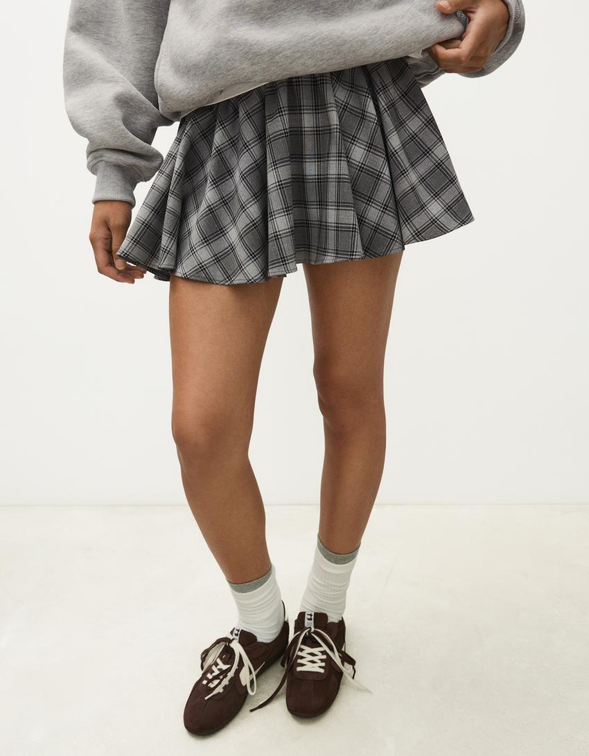 A-line mini skirt-Dark grey