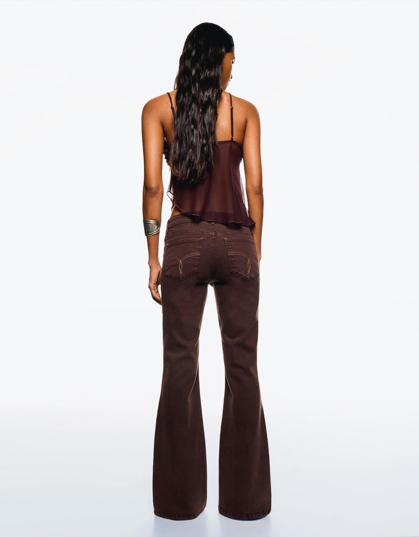 Jeans bootcut low waist-Marrón