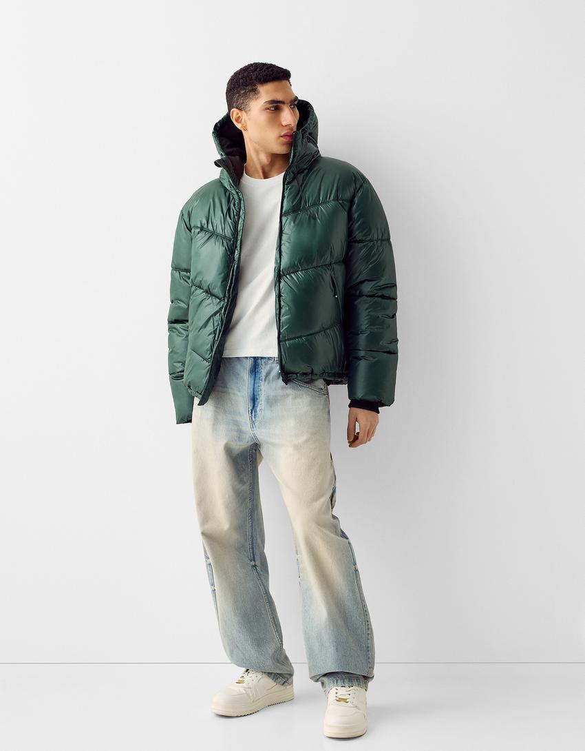 Shiny puffer jacket-Green