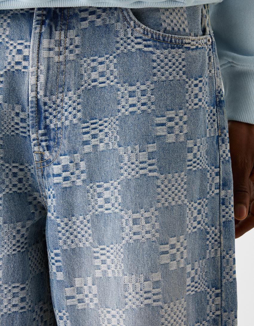 Jeans super baggy jacquard-Azul lavado-6