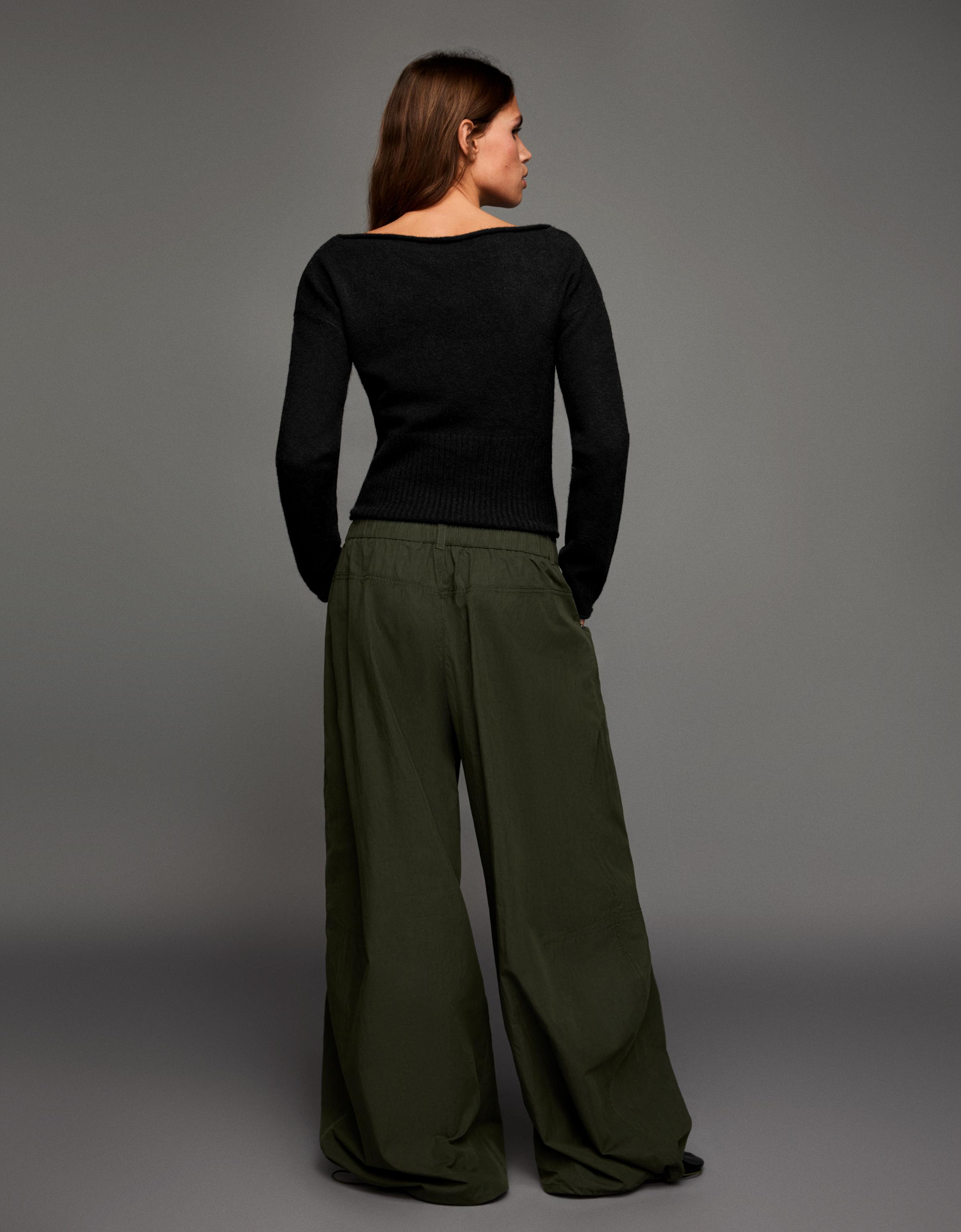Knit boat neck jumper — Black