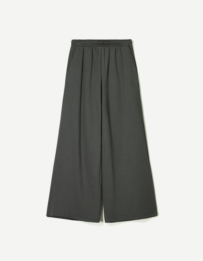 Set maglietta e pantaloni in felpa-Grigio-4