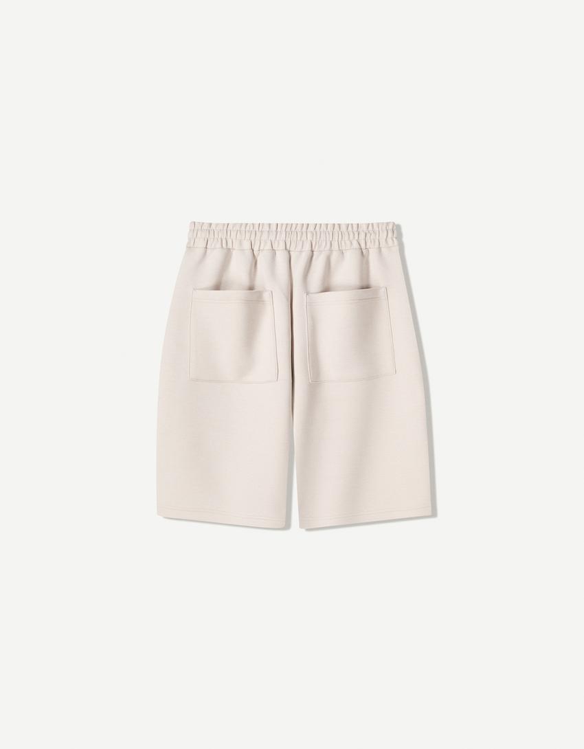 Bermuda oversize effet néoprène-Beige-4
