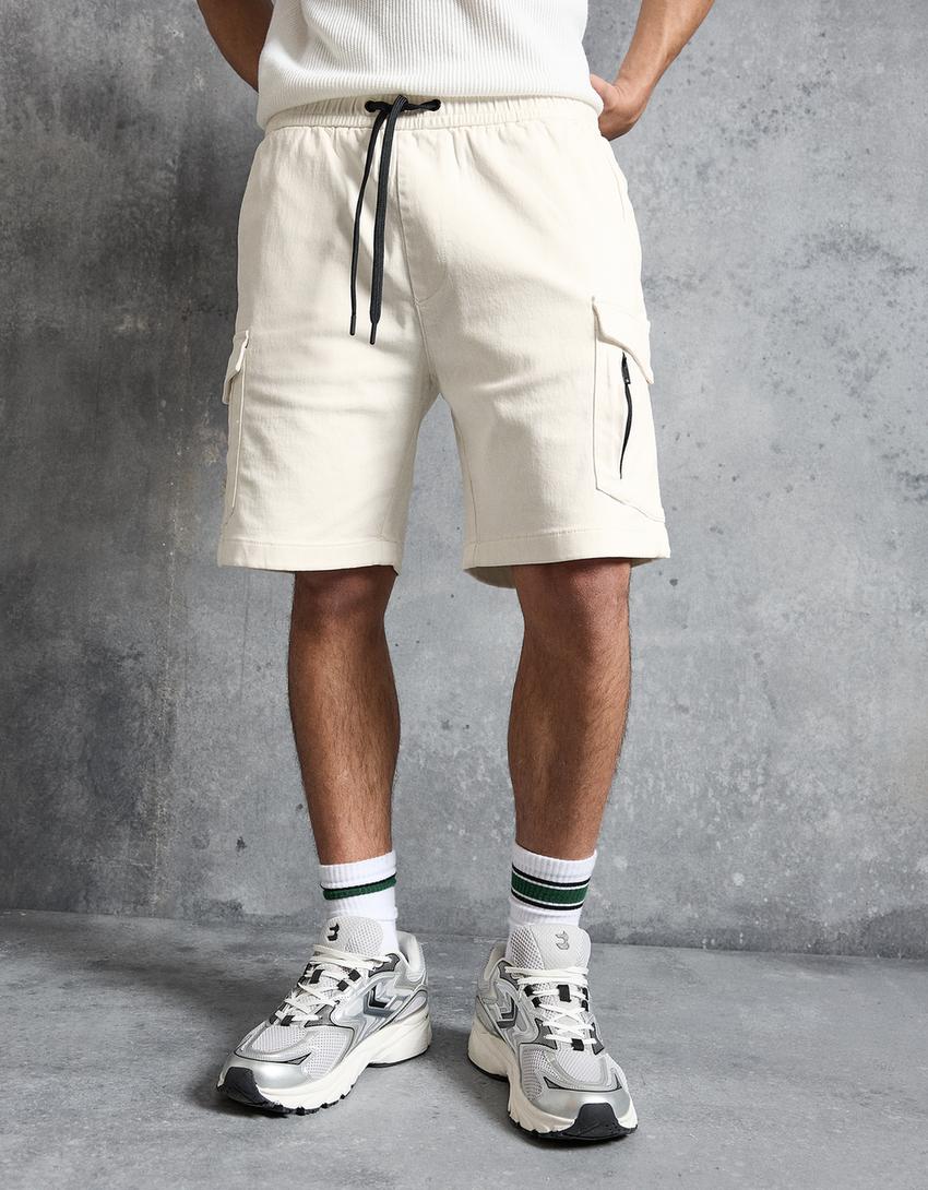 Regular cargo Bermuda shorts-White