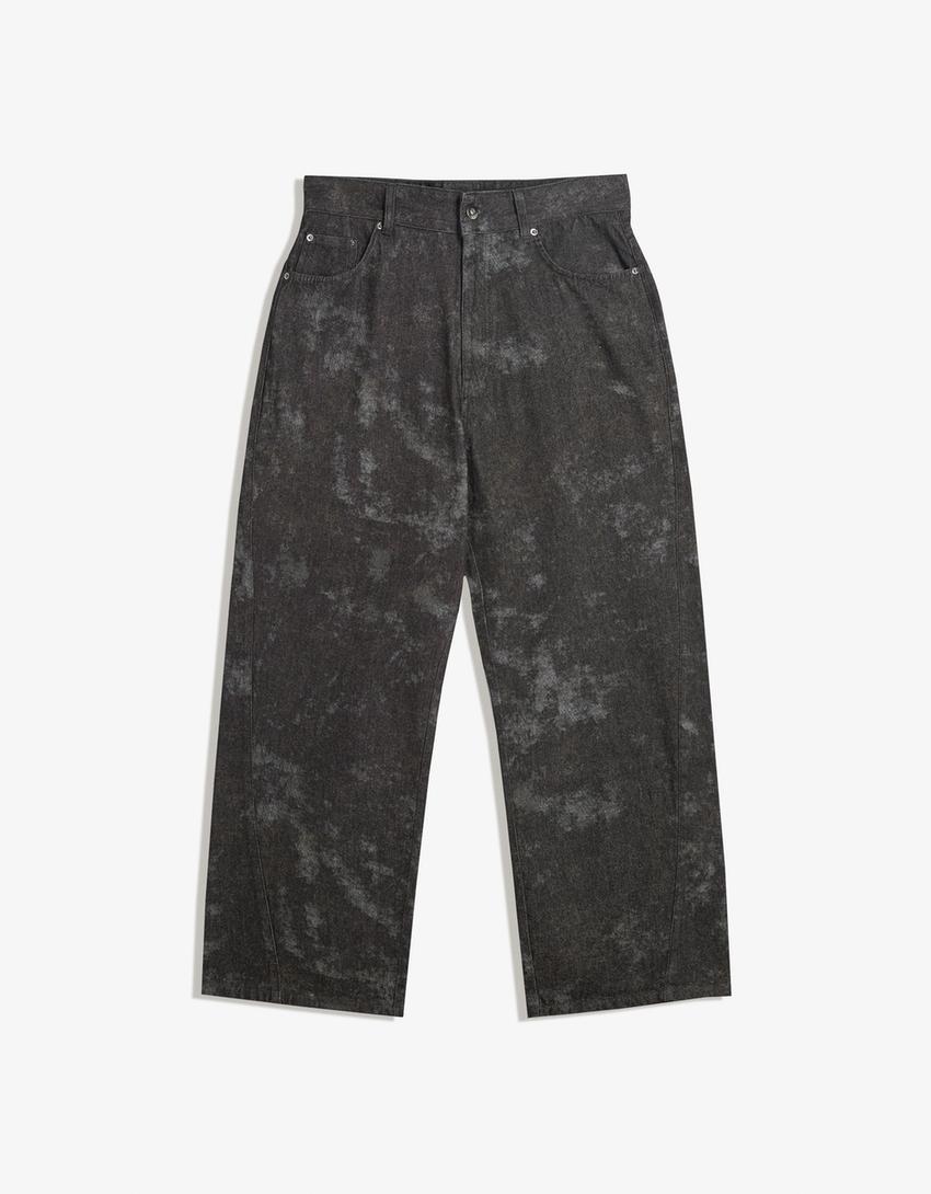 Super baggy printed pants-Black-3