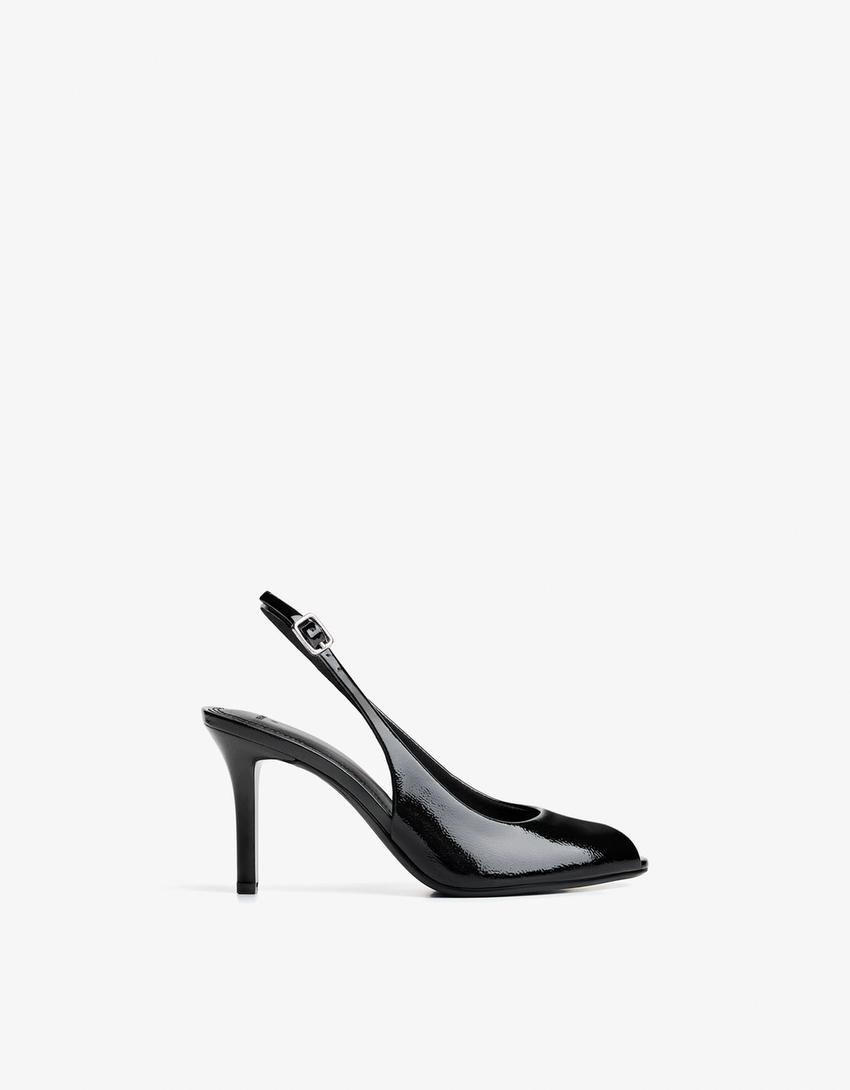 Chaussures à talon fendu-Noir-0