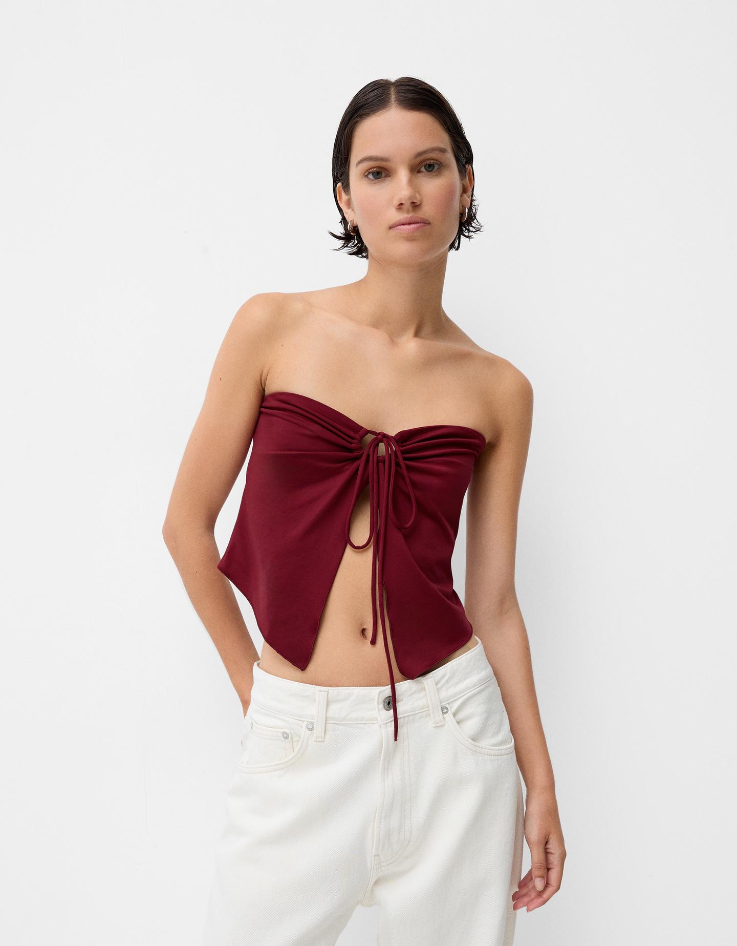 Bershka Top A Fascia Donna Xs Rosso