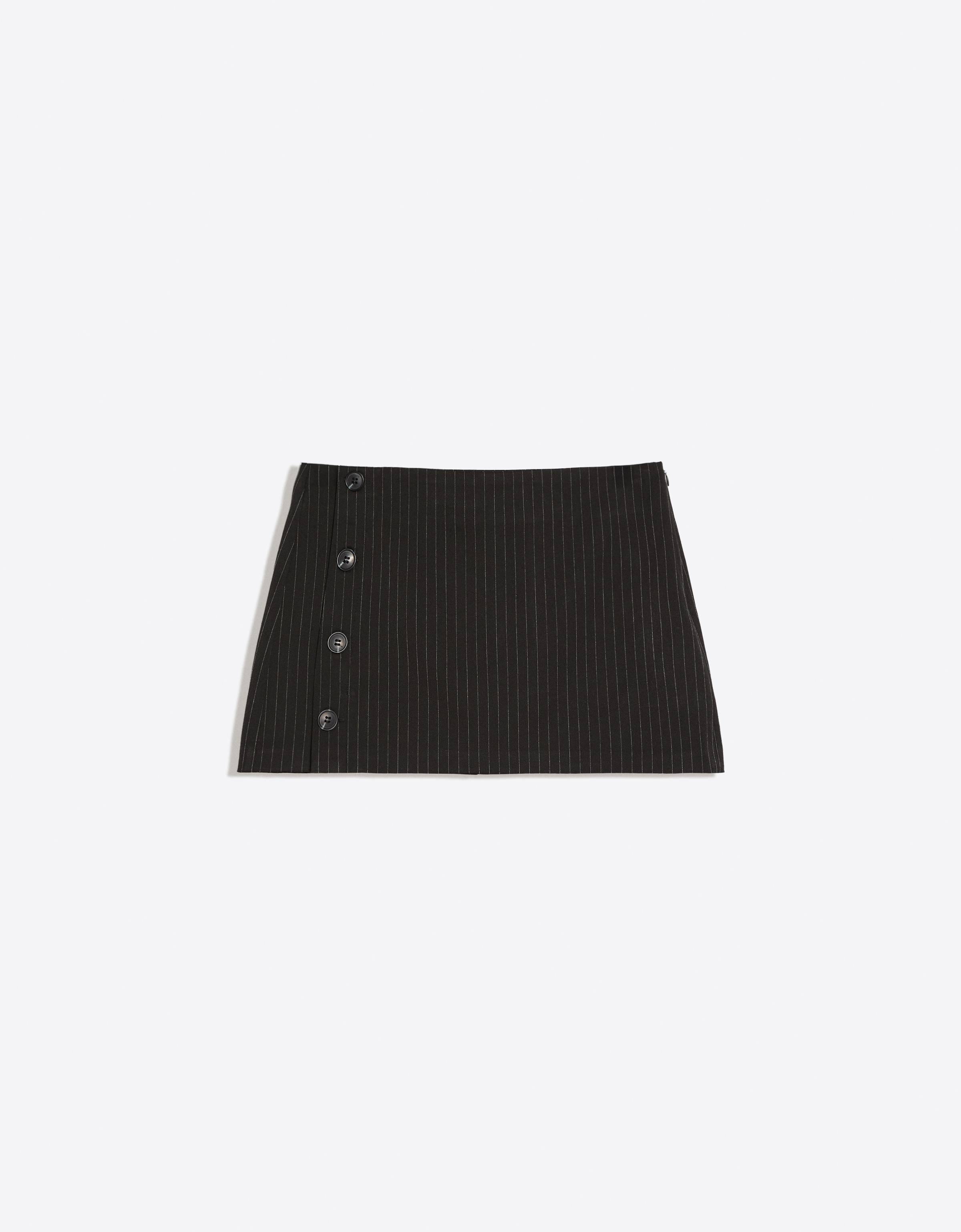 Button-up mini skirt — White / Black