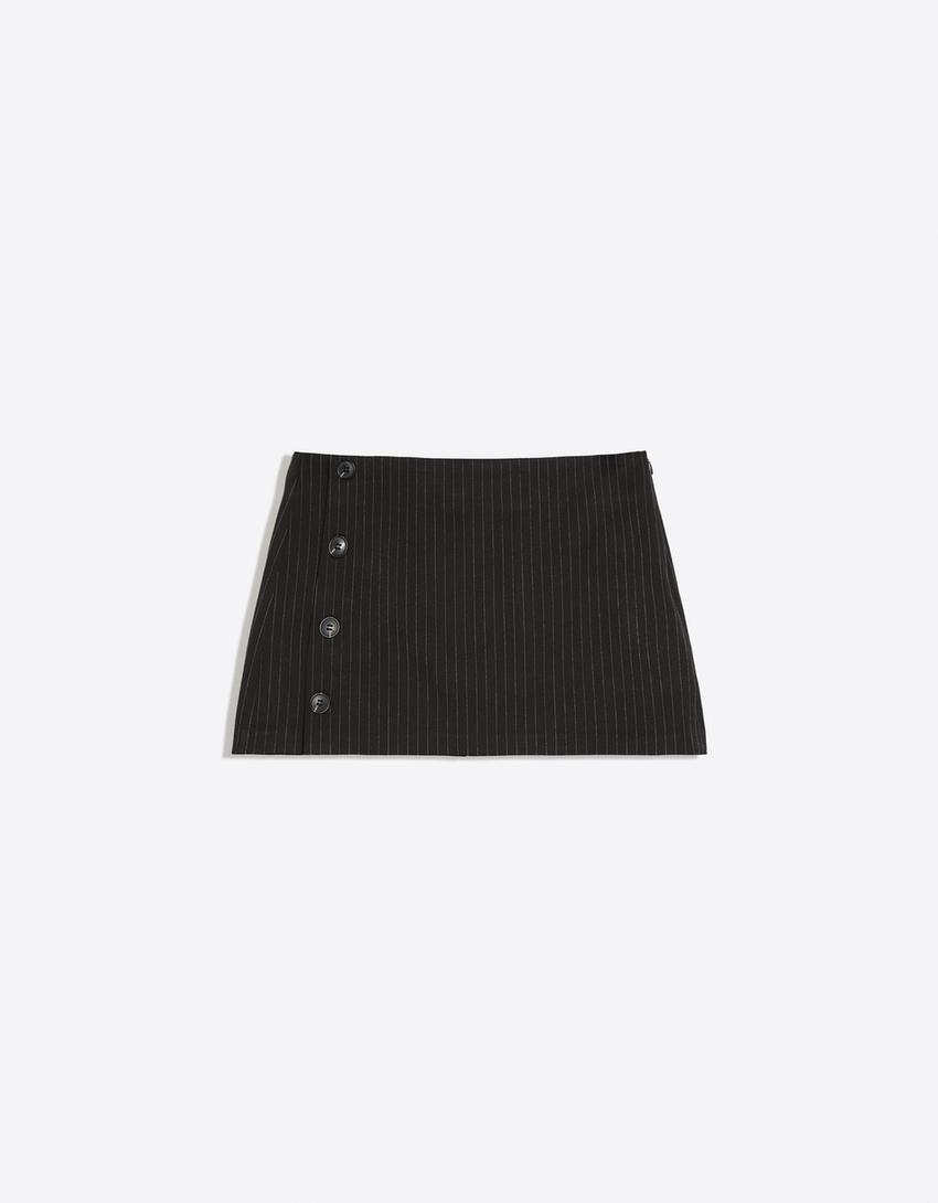 Button mini skirt-White / Black