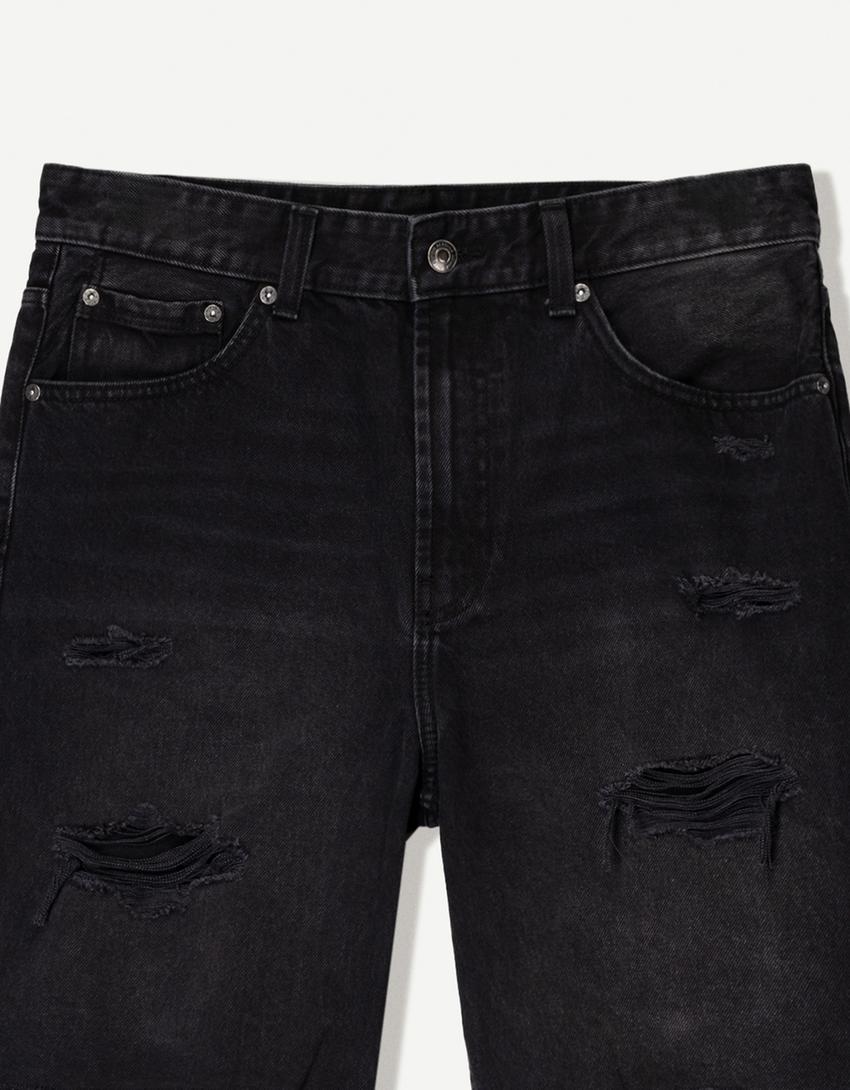 Bermuda denim rotos-Negro-2