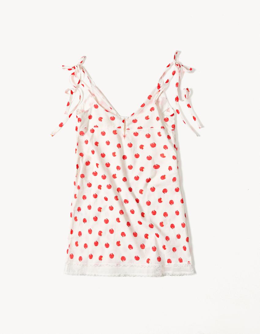 Robe mini bretelles ARIES x BERSHKA-Écru