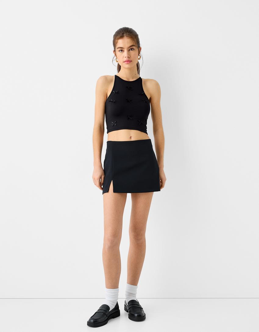 Top encolure américaine nœuds-Noir-3