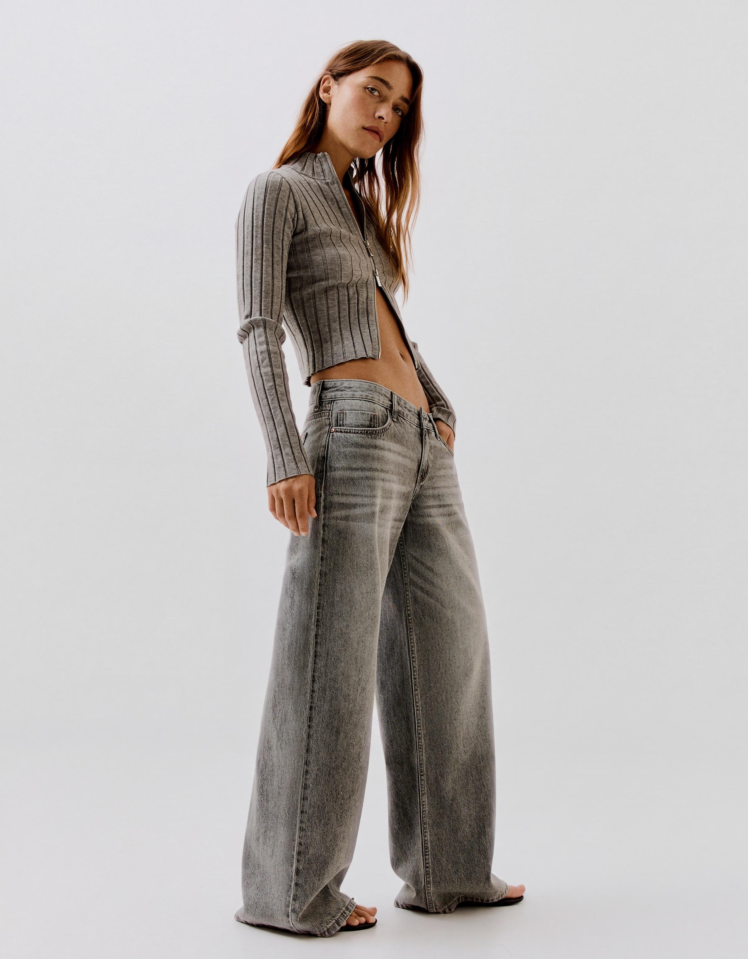 Low-rise wide-leg jeans — Grey