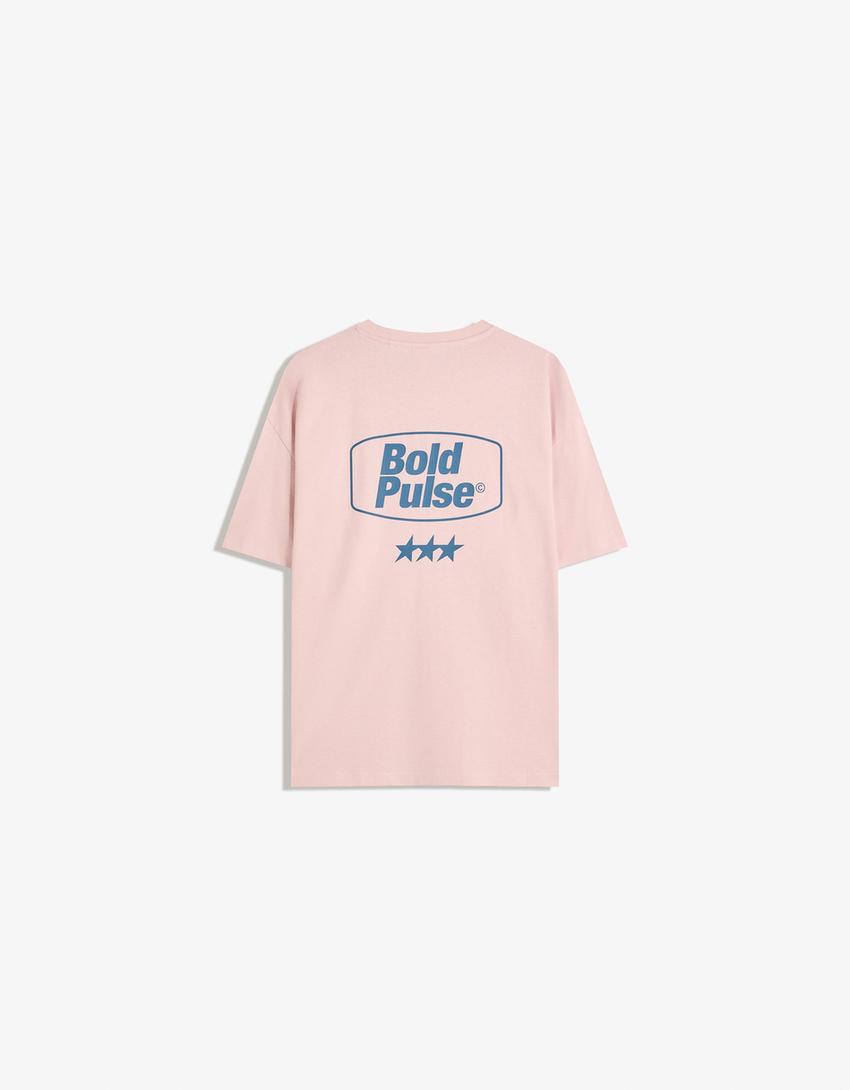 Short sleeve T-shirt with print-Pink-5