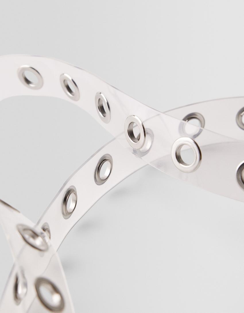 حزام شفاف بأخرام معدنية-كريمي-2