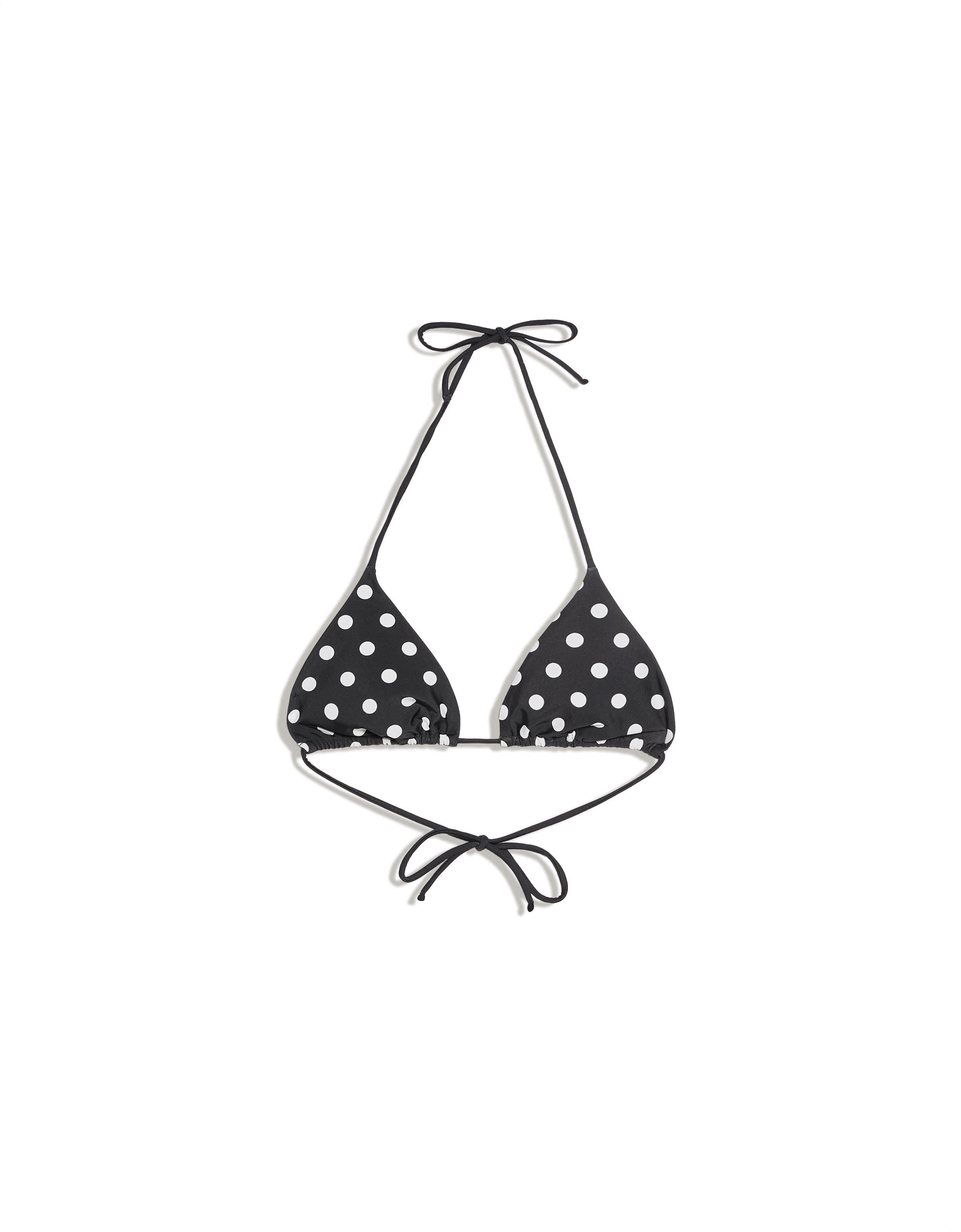 Polka dot triangle bikini top — Black