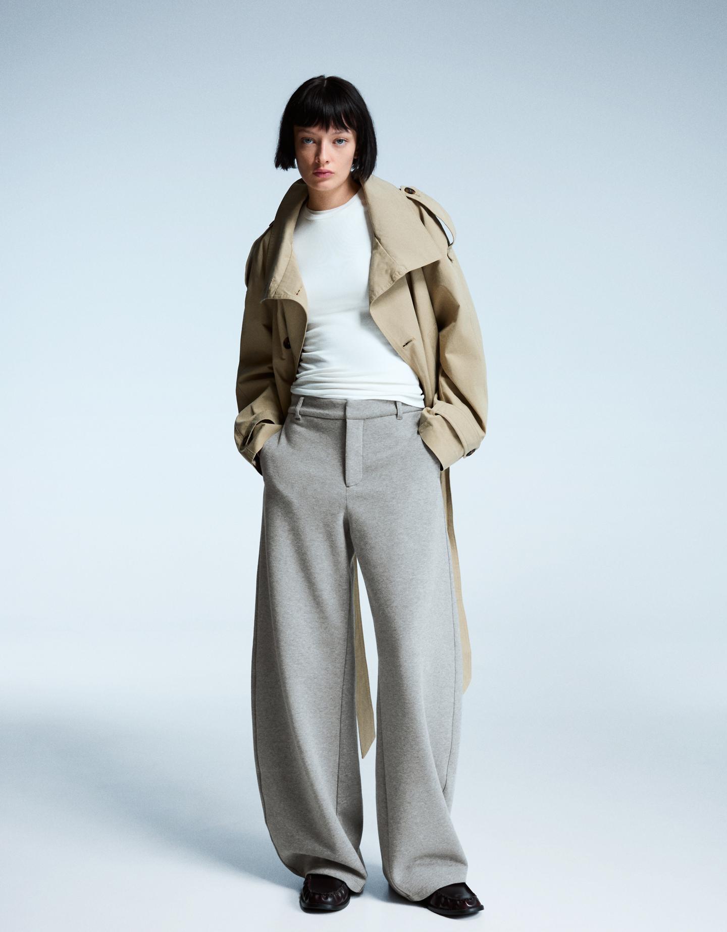 Bershka spodnie o kroju balloon tailoring szary