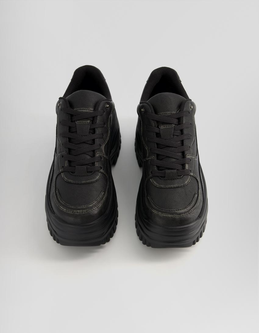 Sneakers volume et guêtres amovibles-Noir-4