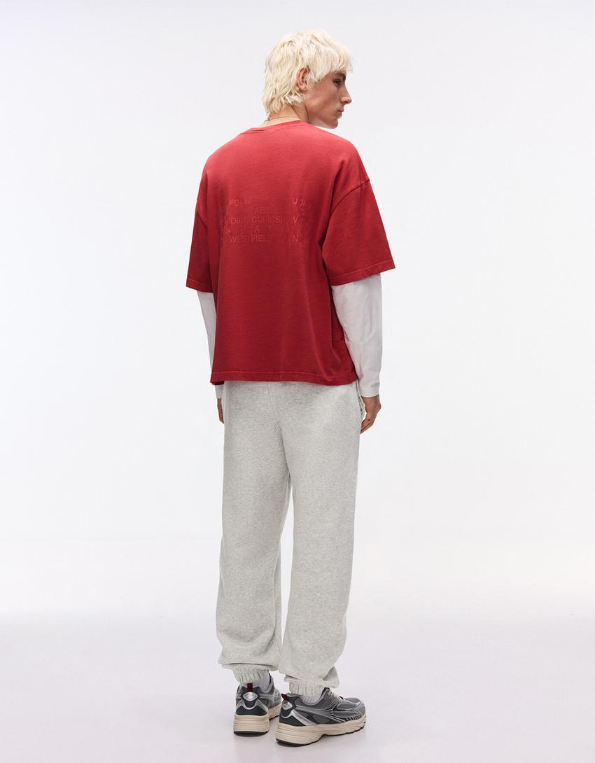 Calças felpa jogger fit-Cinza