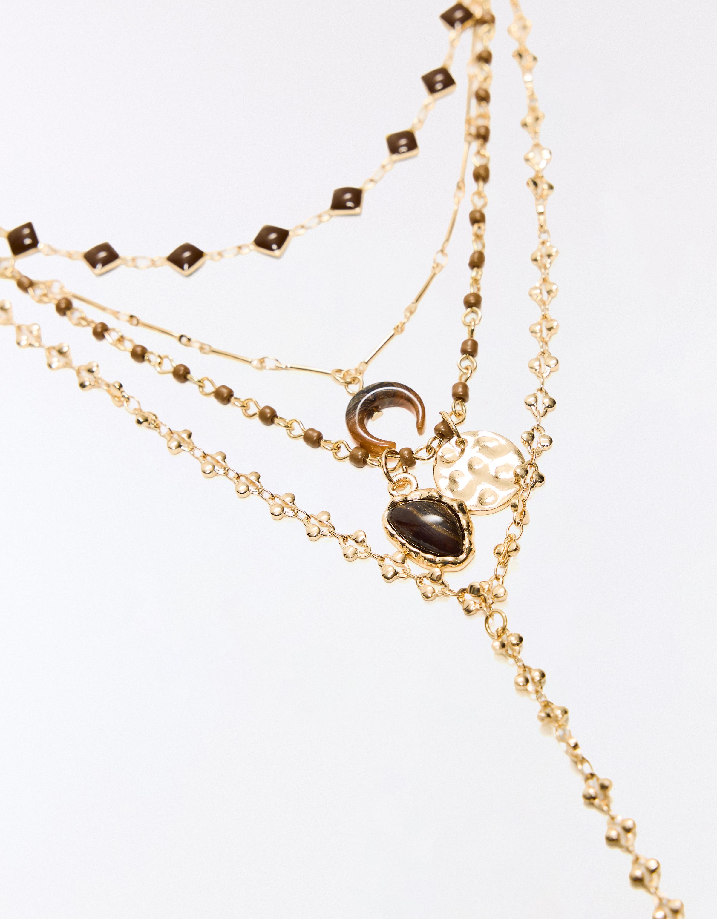 Pack of stone necklaces — Gold