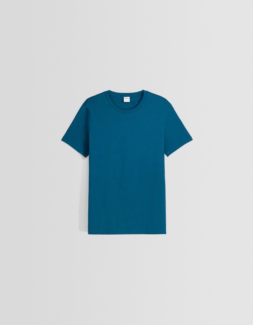Regular fit short sleeve T-shirt-Blue-4