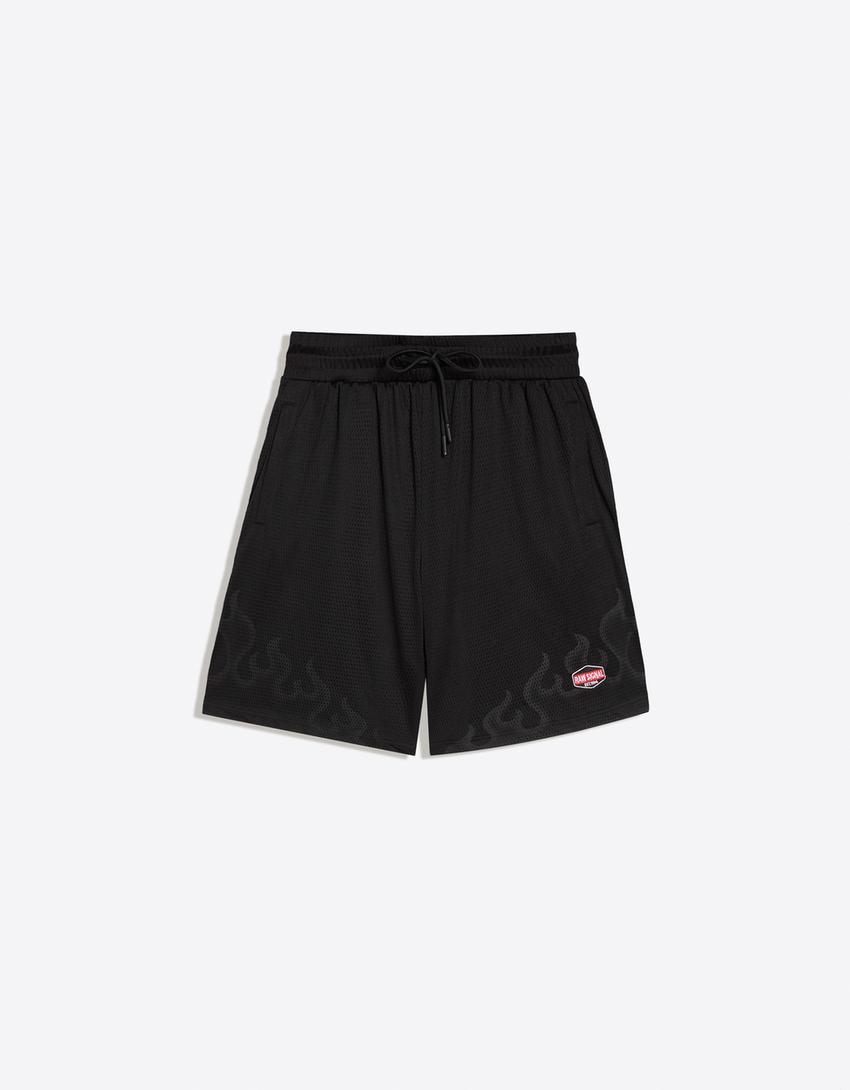 Bermuda mesh imprimé-Noir