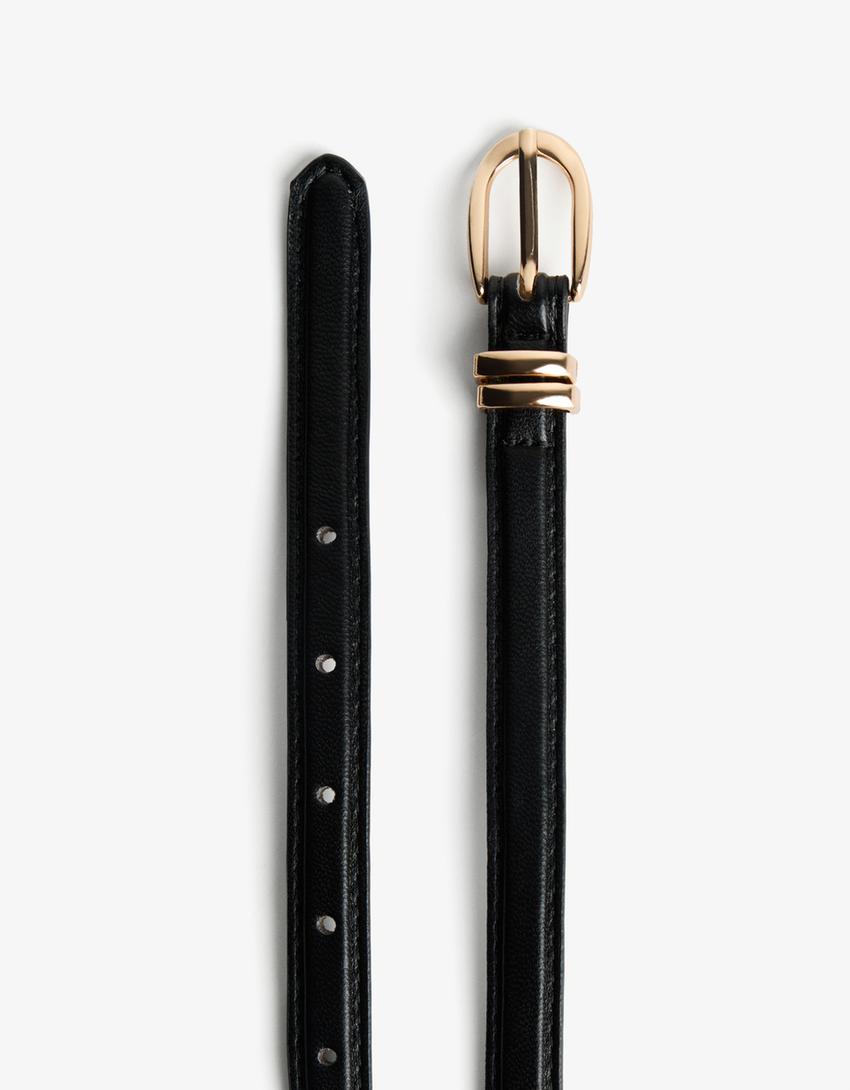 Ceinture similicuir surpiquée-Noir-0
