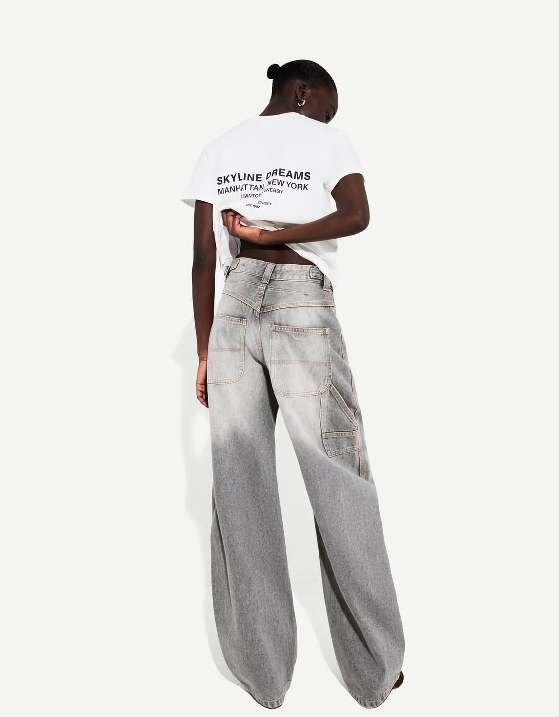 Adjustable balloon fit carpenter jeans