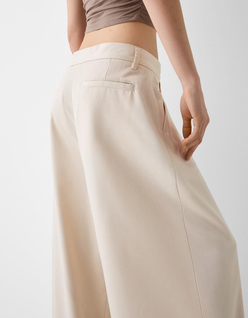 Pantalon wide pinces-Écru-7