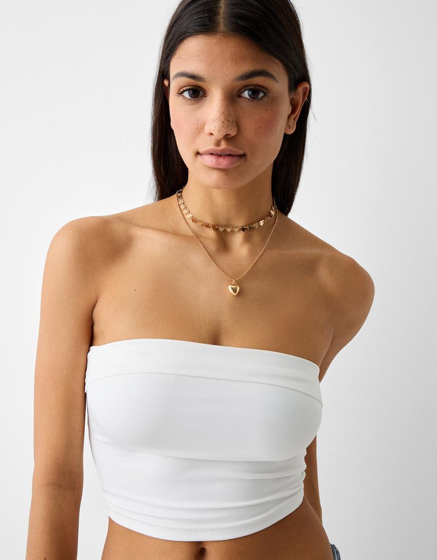 طقم من 3 قلادات قلب بأحجار الراين-ذهبي-3