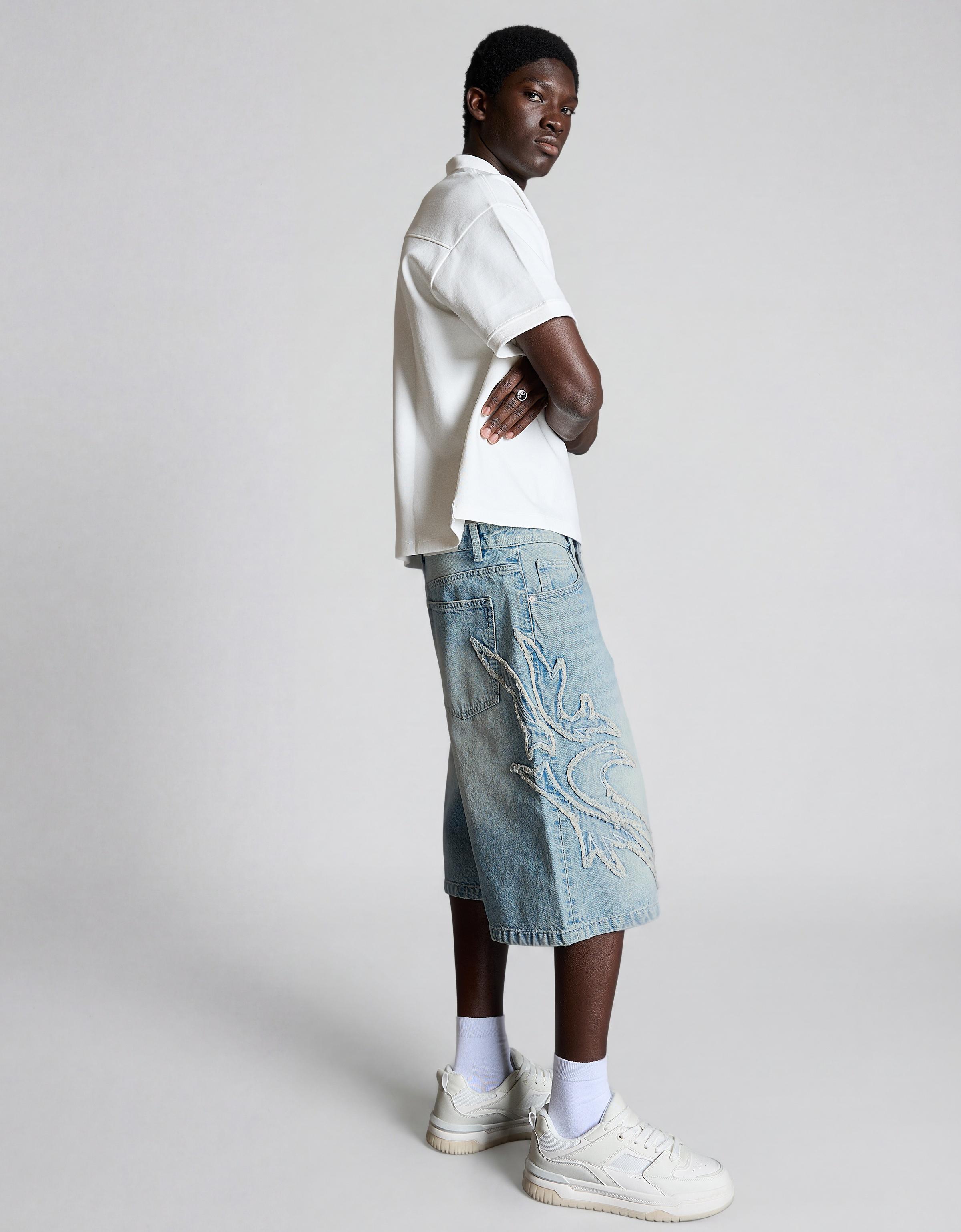 Star print baggy Bermuda shorts — Light blue