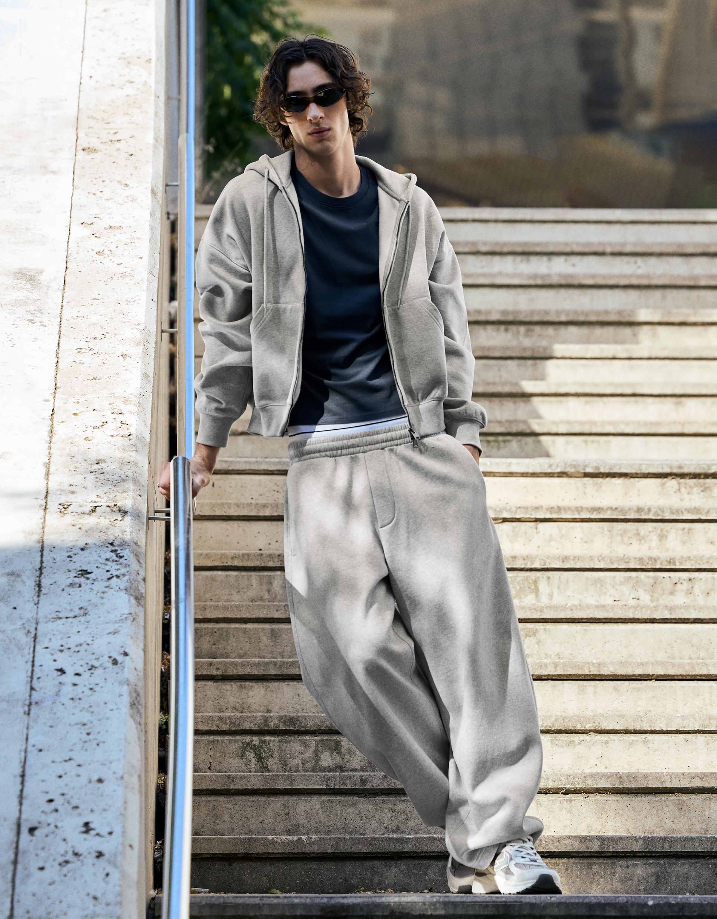 Bershka Pantalón Balloon Perchado Hombre L Gris
