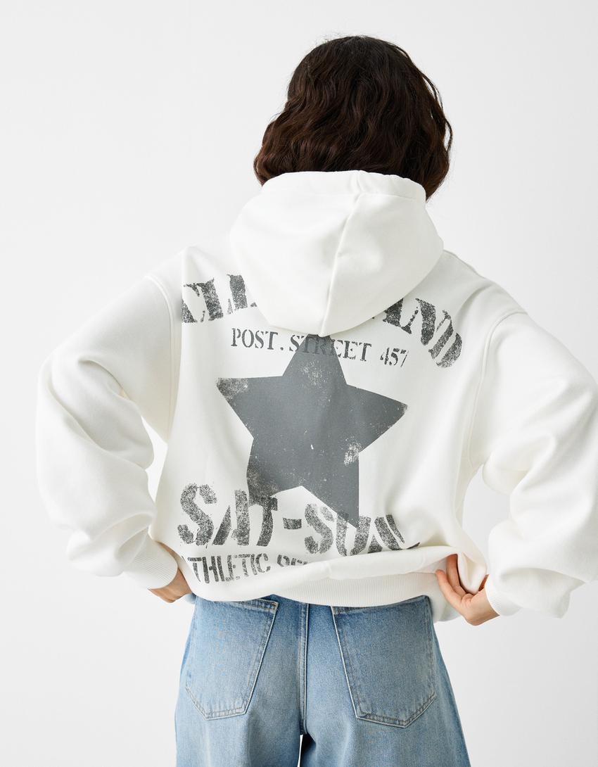 Sweatshirt capuz padrão-Cru-6