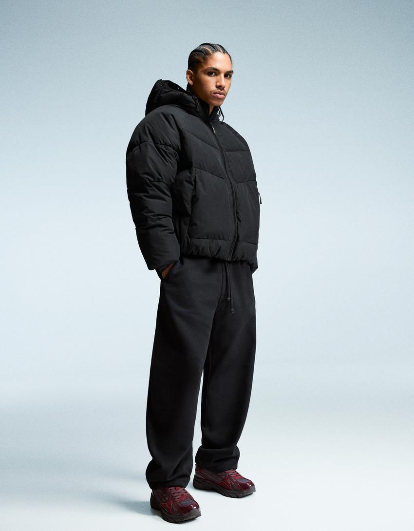 Hooded puffer jacket-Black