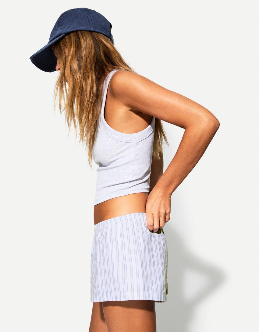 Mini shorts with buttons-White-0