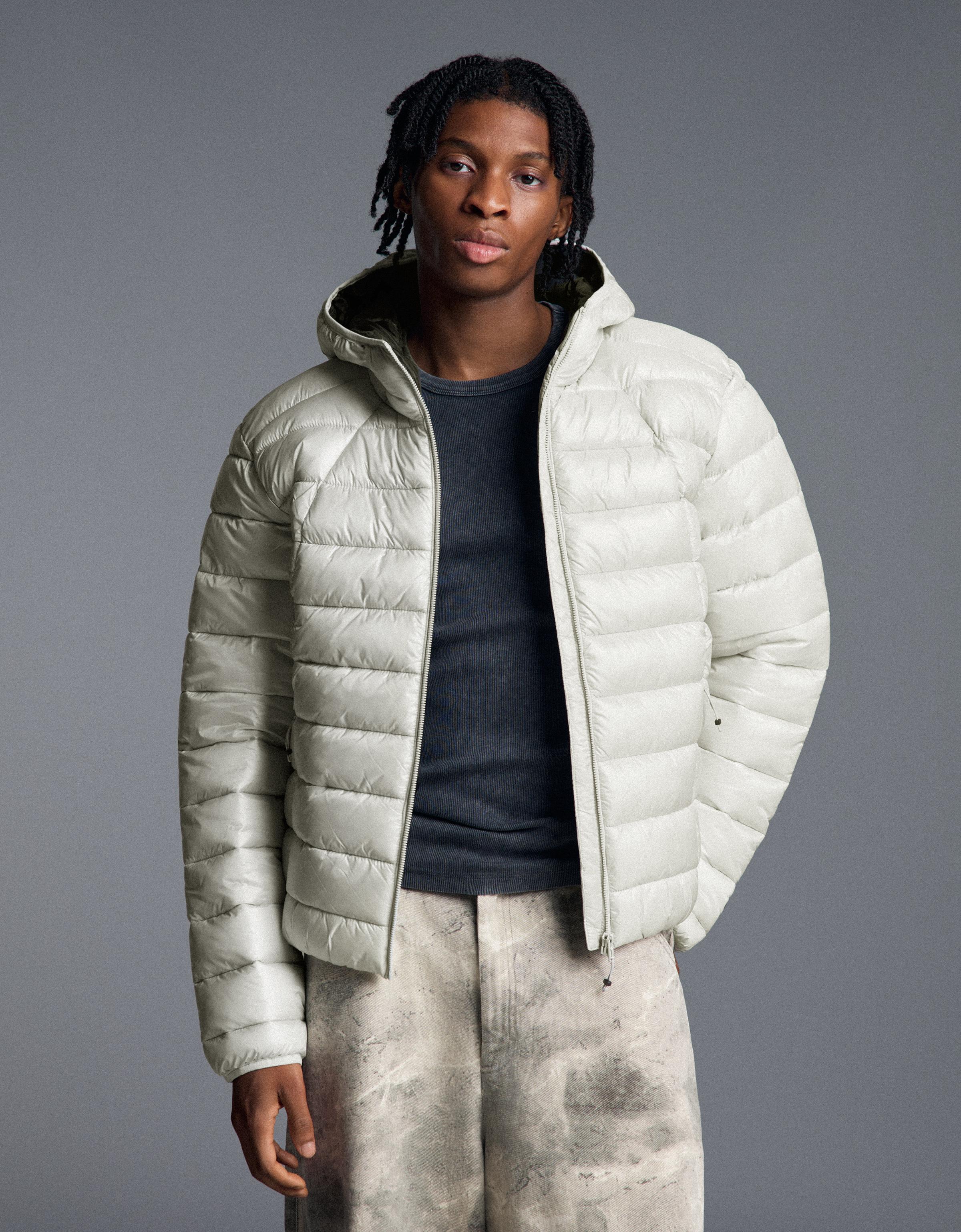 Bershka Cazadora Acolchada Ultraligera Hombre Piedra