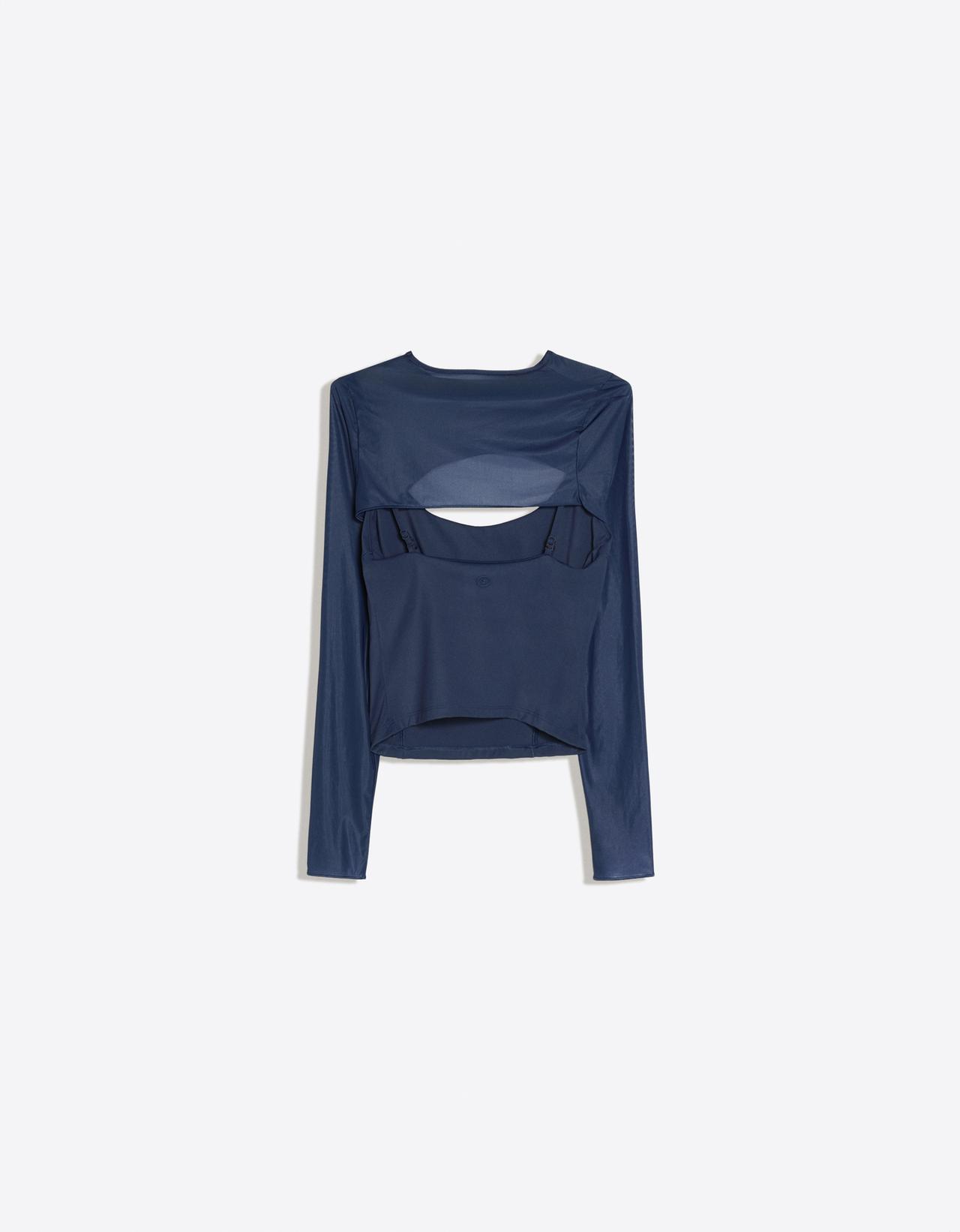 Mesh top with bolero and breathable mesh — Washed out blue