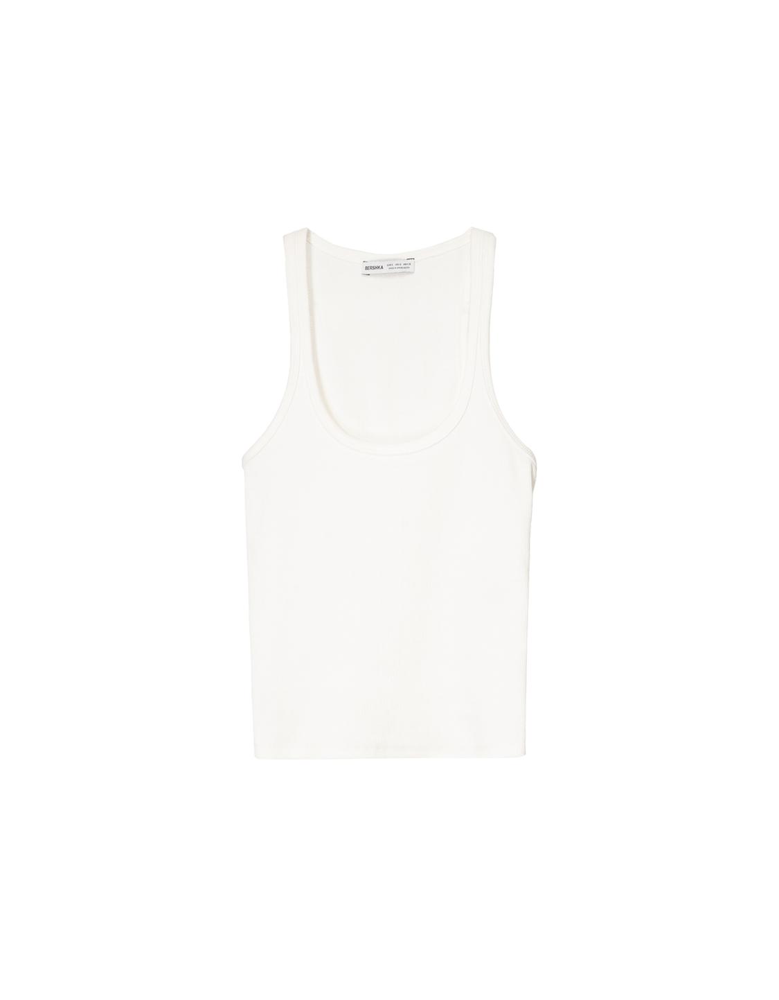 Sleeveless ribbed T-shirt