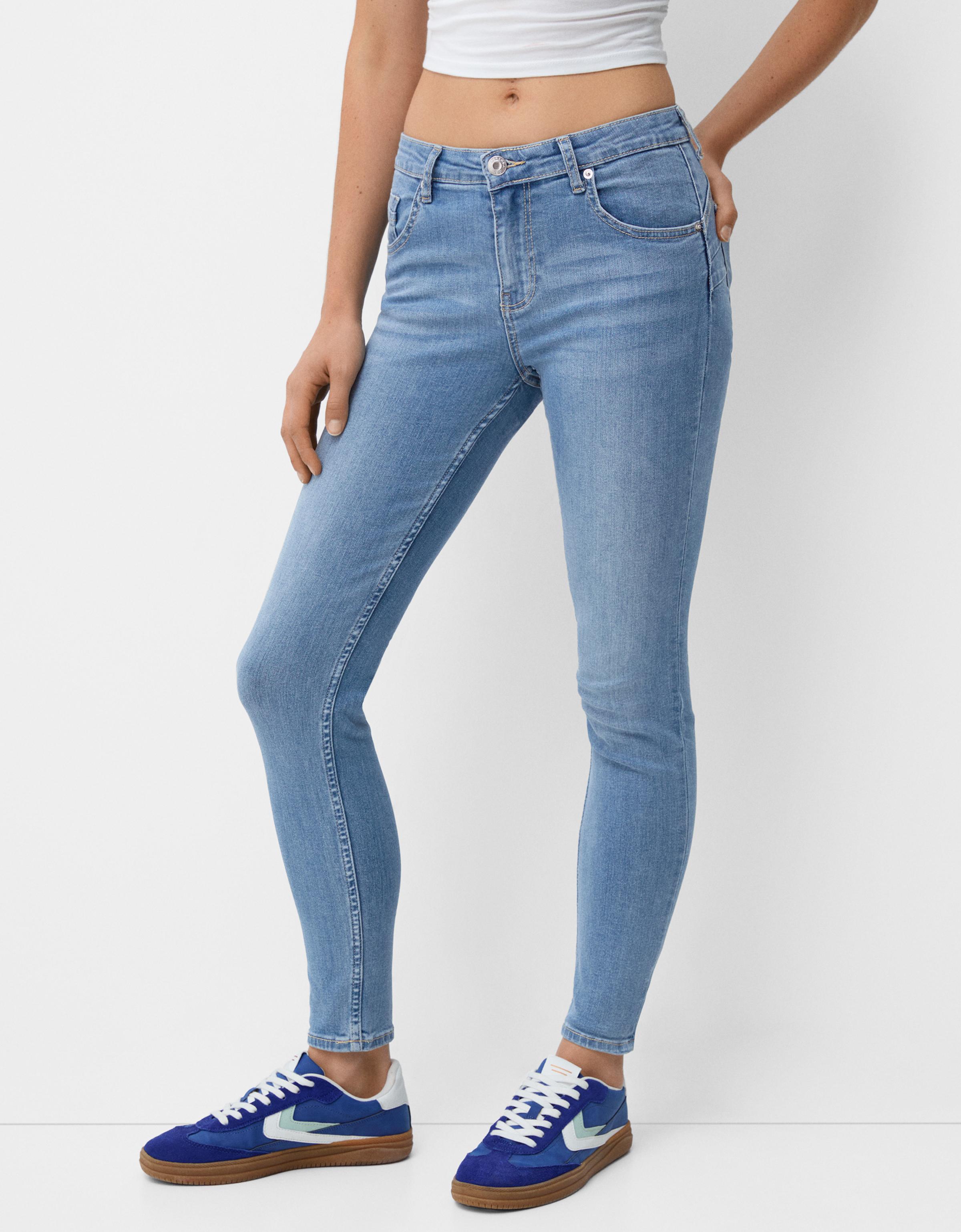 Bershka Push-Up-Skinny-Jeans Damen 36 Ausgewaschenes Blau