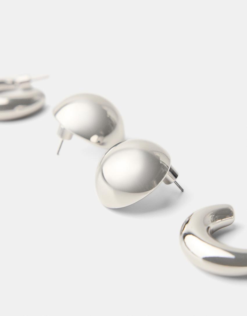 طقم من 2 أقراط سيجنتشر إيديشن-فضي-2