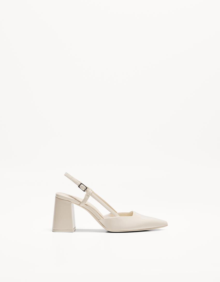 Slingback-sko med blokhæl-BEIGE