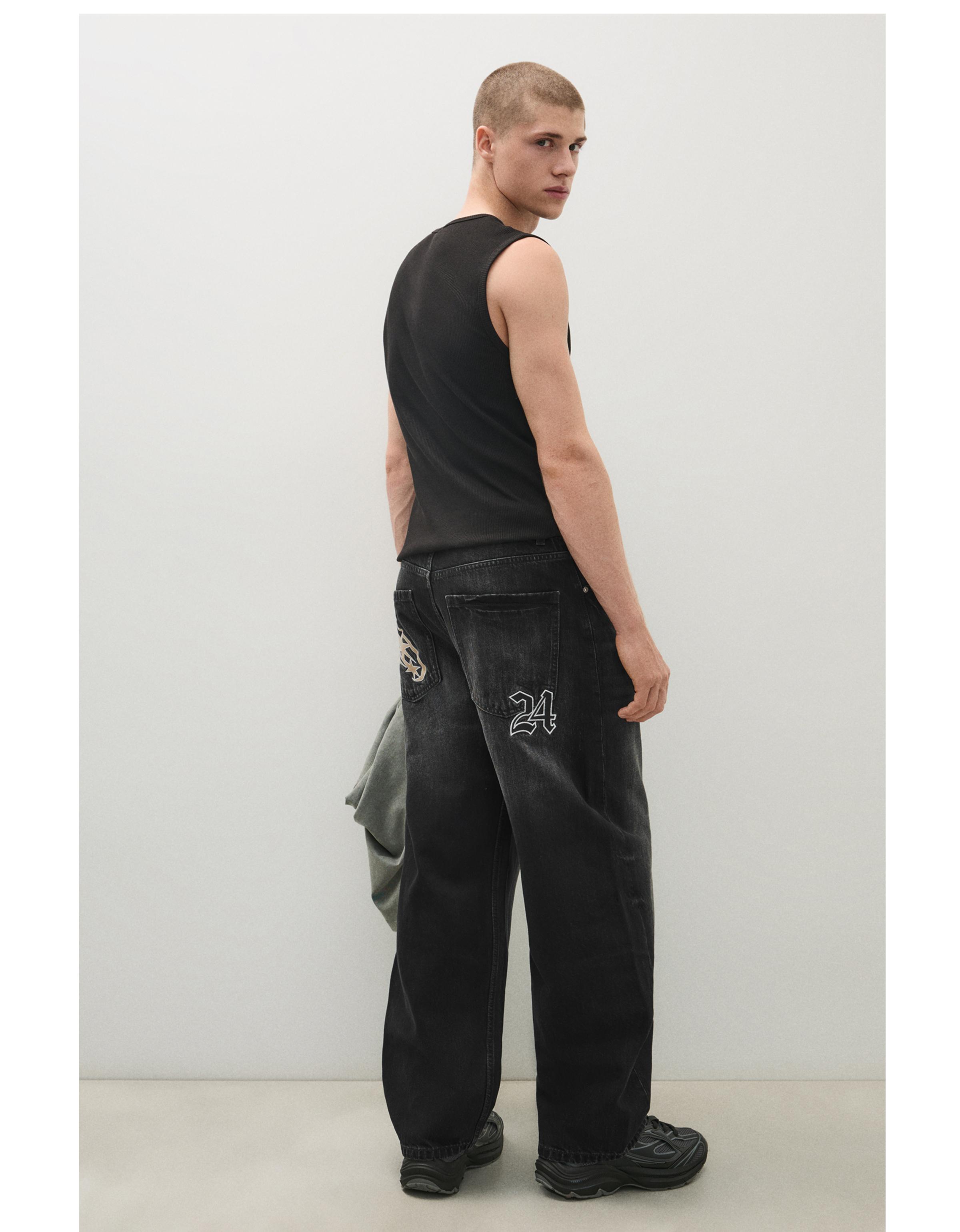 Embroidered neobarrel jeans — Black
