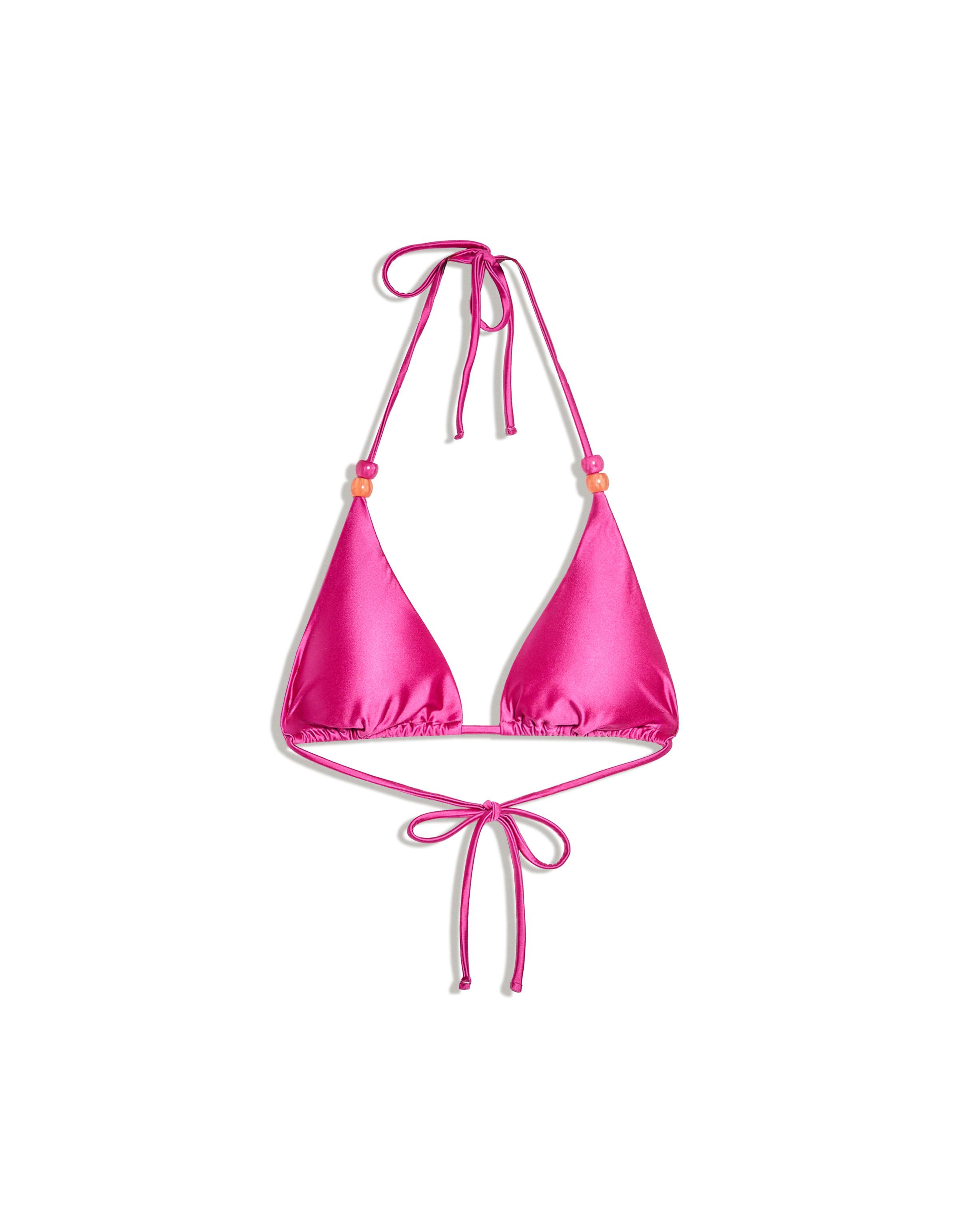 Satin triangle bikini top — Fuchsia