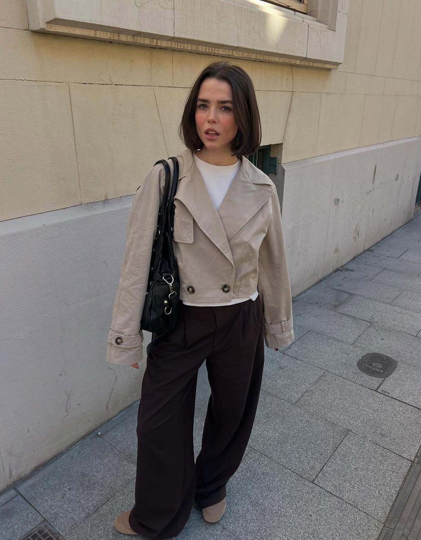 Cropped trench coat-Sand-2