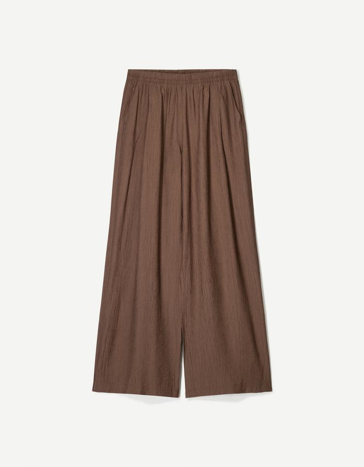 Wide leg drawstring trousers