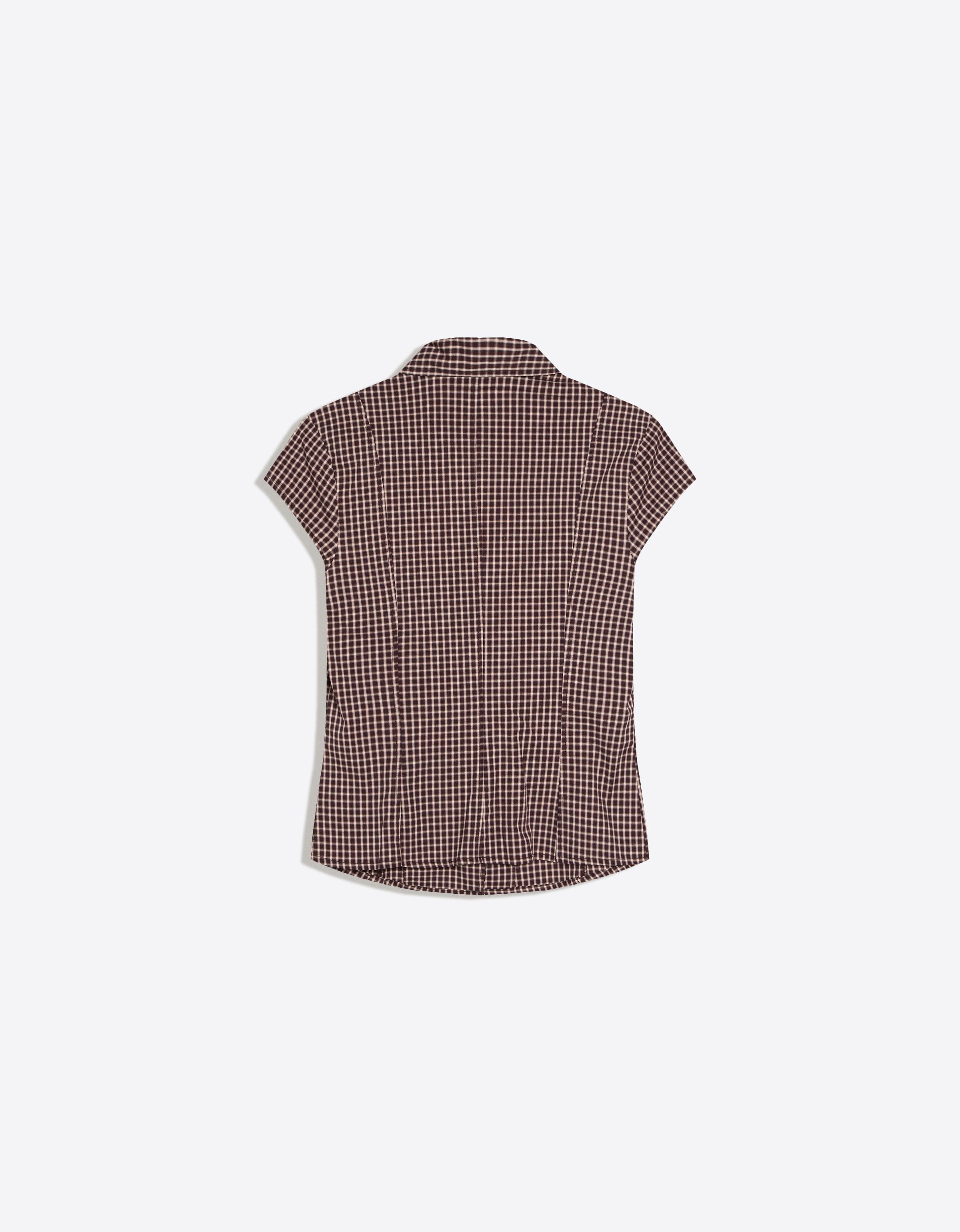 Short sleeve cross-button shirt — Maroon